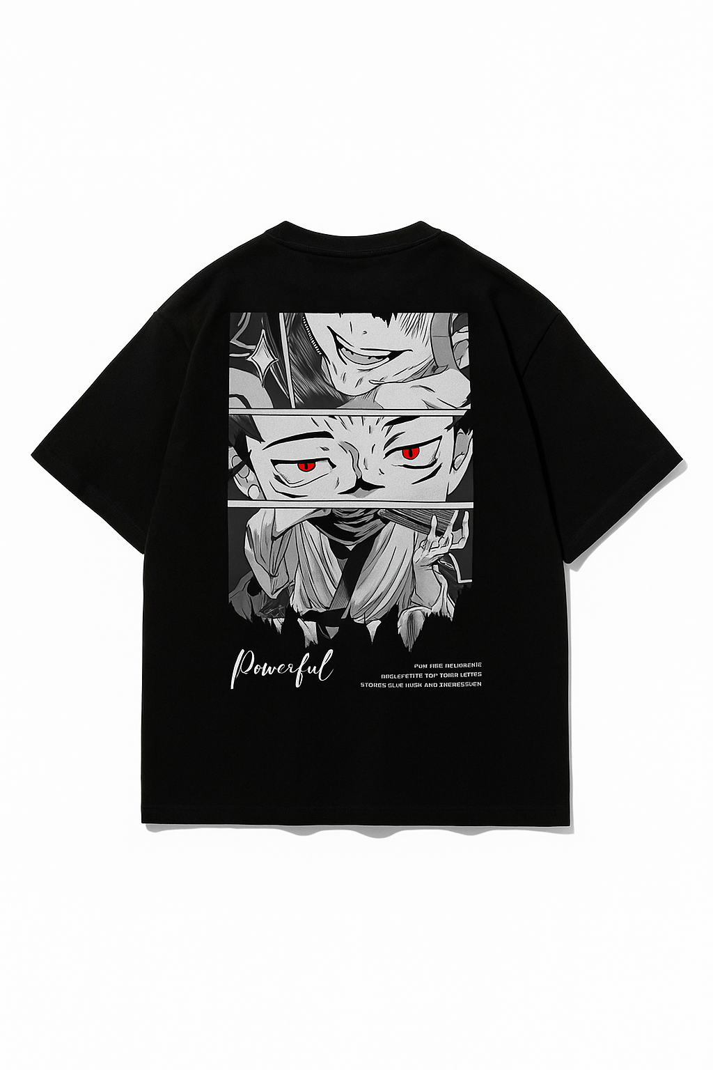 Cursed Eyes Anime Graphic Oversized Tee – Black | Powerful Series