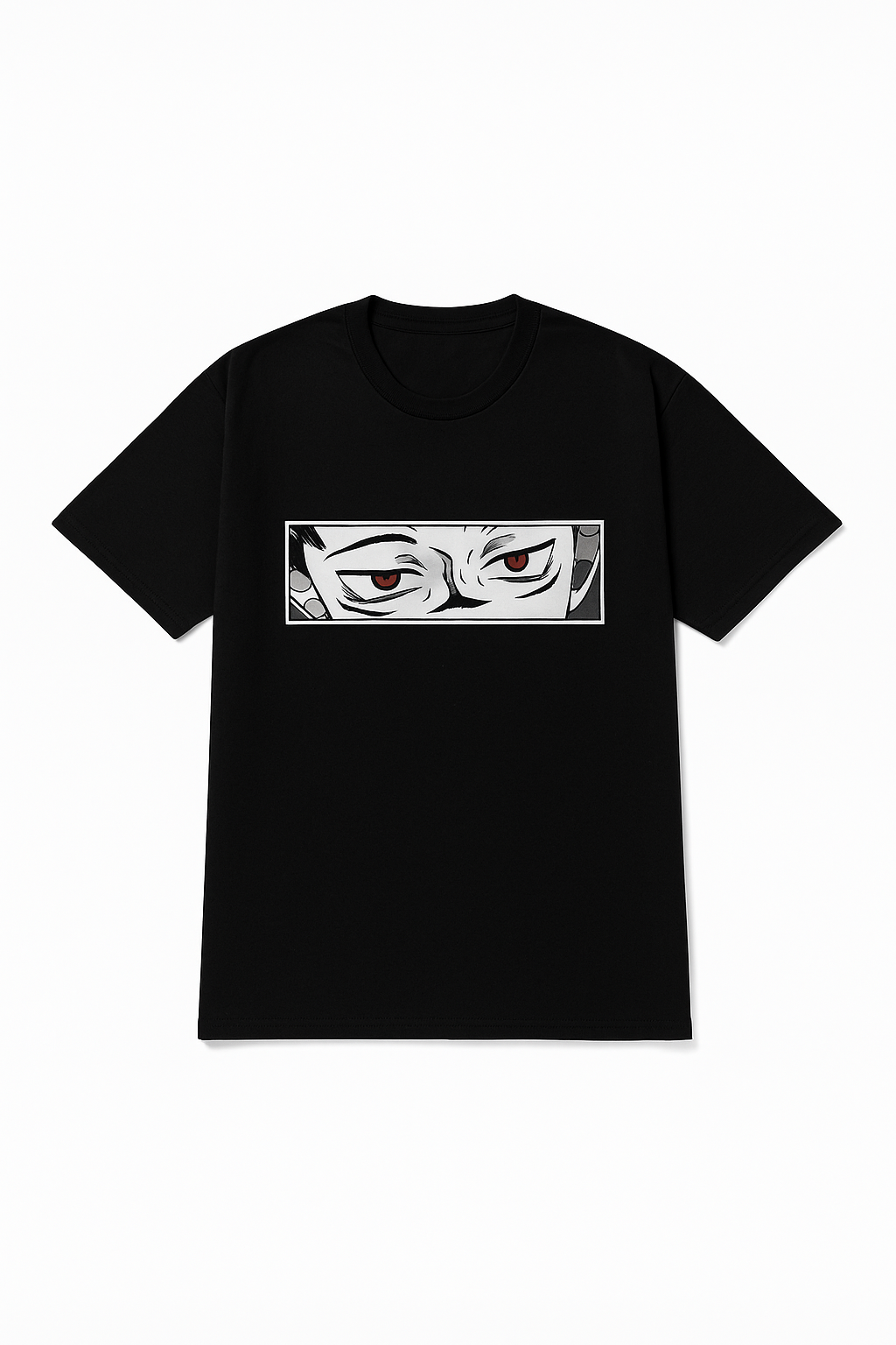 Cursed Eyes Anime Graphic Oversized Tee – Black | Powerful Series