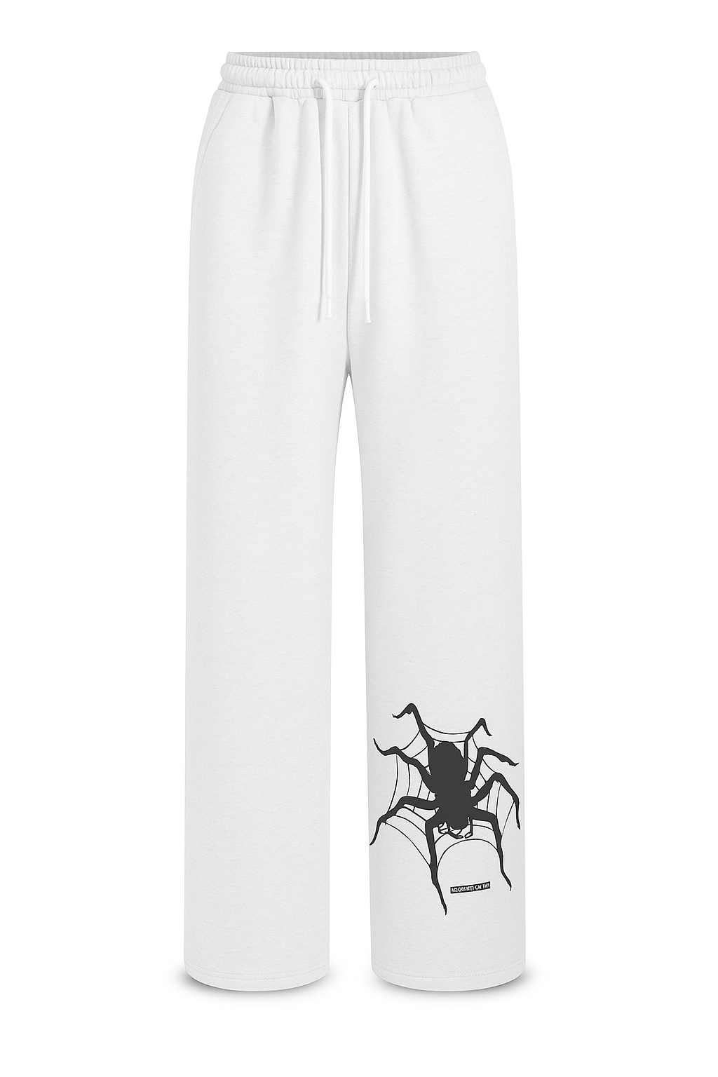 White Spider Web Graphic Wide-Leg Sweatpants