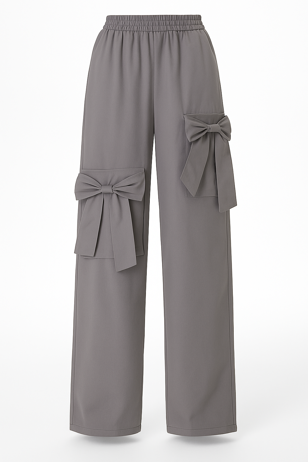 Bow Down Wide-Leg Cargo Pants – Slate Grey